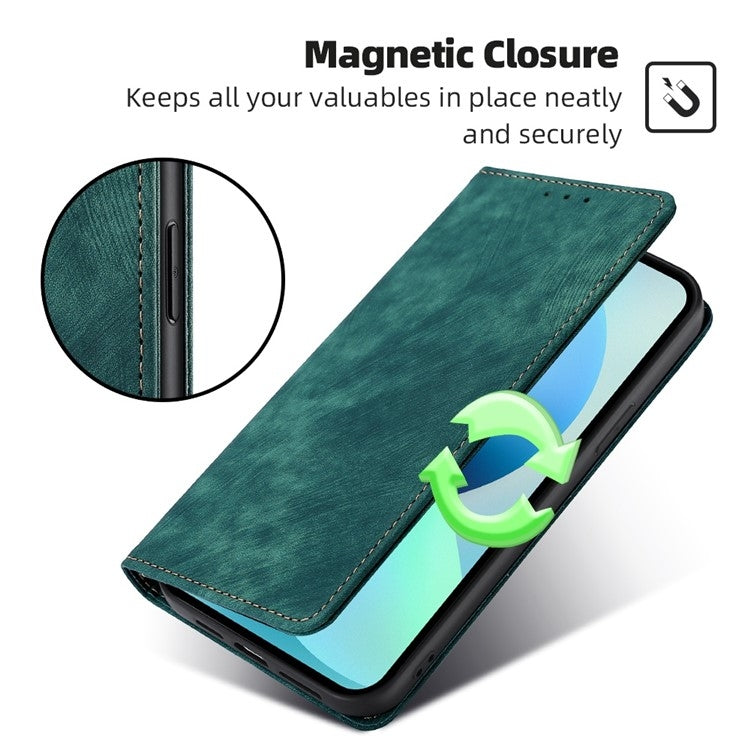 For Samsung Galaxy S24 5G RFID Anti-theft Brush Magnetic Leather Phone Case(Green) - HoMEdemic™ 