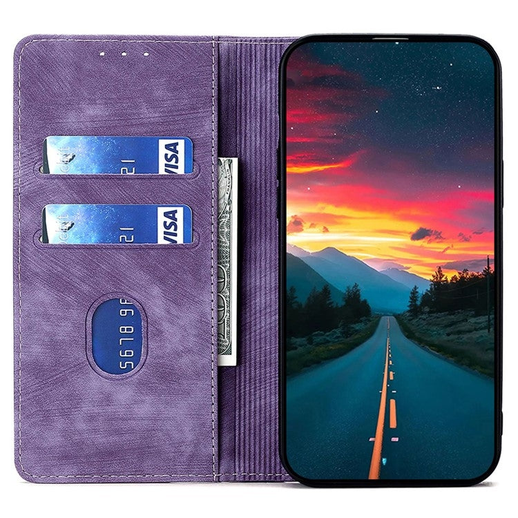 For Samsung Galaxy S24 5G RFID Anti-theft Brush Magnetic Leather Phone Case(Purple) - HoMEdemic™ 