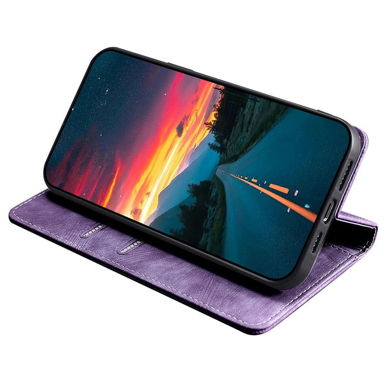 For Samsung Galaxy S24 5G RFID Anti-theft Brush Magnetic Leather Phone Case(Purple) - HoMEdemic™ 