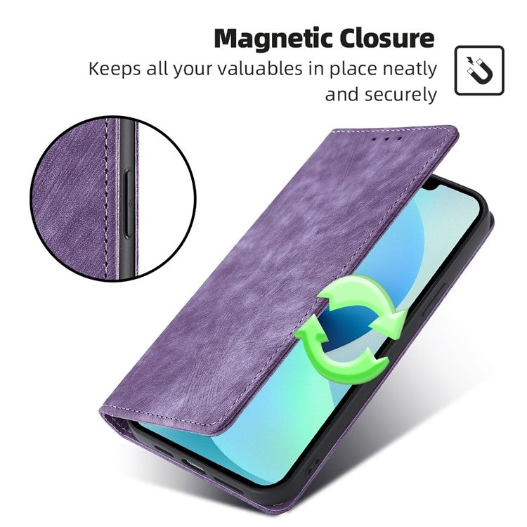 For Samsung Galaxy S24 5G RFID Anti-theft Brush Magnetic Leather Phone Case(Purple) - HoMEdemic™ 