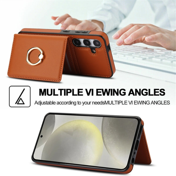 For Samsung Galaxy S24 5G RFID Anti-theft Card Ring Holder Phone Case(Brown) - HoMEdemic™ 