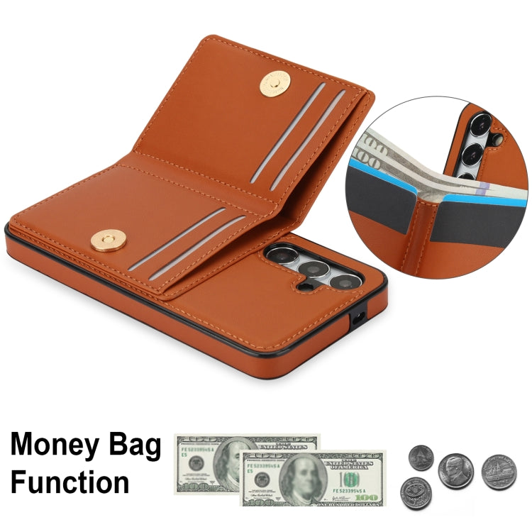 For Samsung Galaxy S24 5G RFID Anti-theft Card Ring Holder Phone Case(Brown) - HoMEdemic™ 