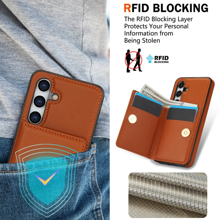 For Samsung Galaxy S24 5G RFID Anti-theft Card Ring Holder Phone Case(Brown) - HoMEdemic™ 