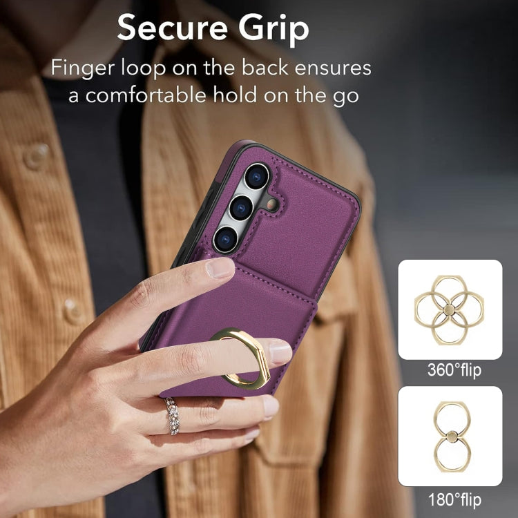 For Samsung Galaxy S24 5G RFID Anti-theft Card Ring Holder Phone Case(Dark Purple) - HoMEdemic™ 