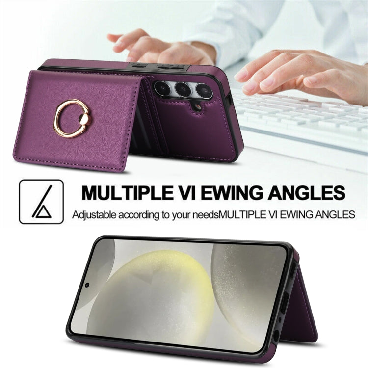 For Samsung Galaxy S24 5G RFID Anti-theft Card Ring Holder Phone Case(Dark Purple) - HoMEdemic™ 