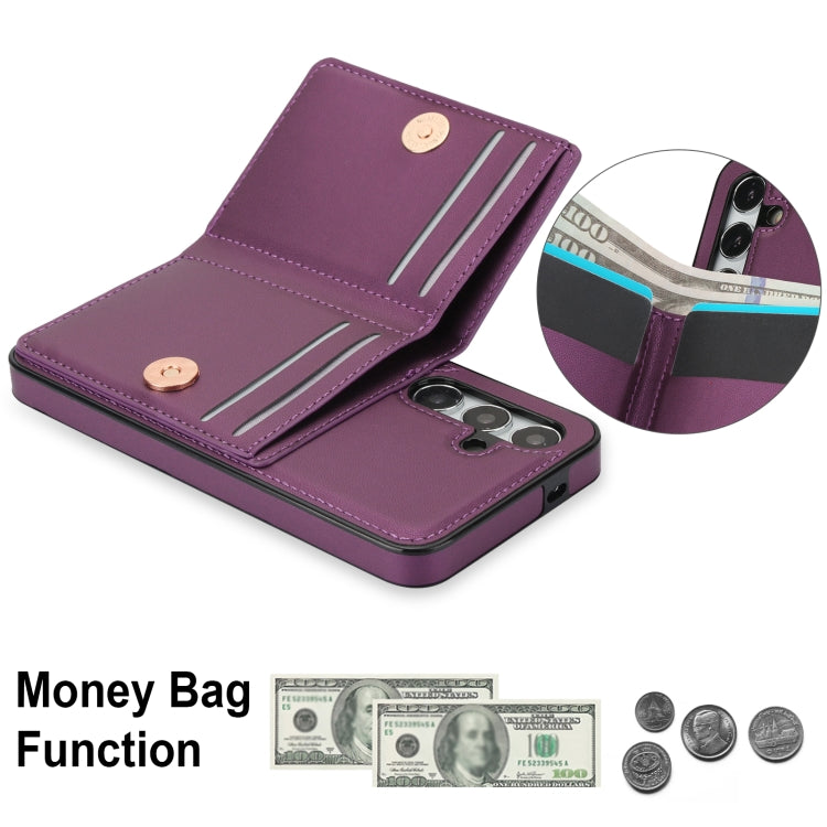 For Samsung Galaxy S24 5G RFID Anti-theft Card Ring Holder Phone Case(Dark Purple) - HoMEdemic™ 