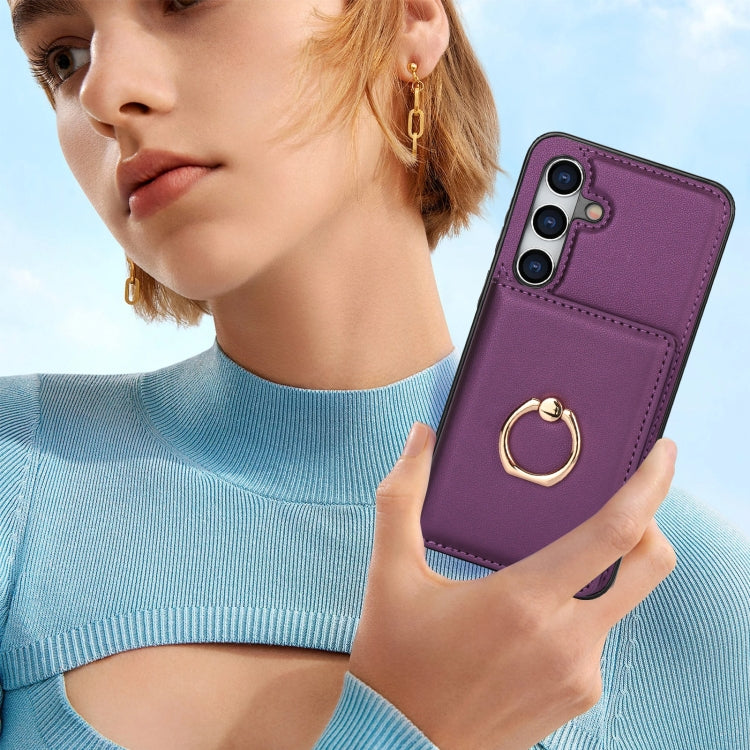 For Samsung Galaxy S24 5G RFID Anti-theft Card Ring Holder Phone Case(Dark Purple) - HoMEdemic™ 