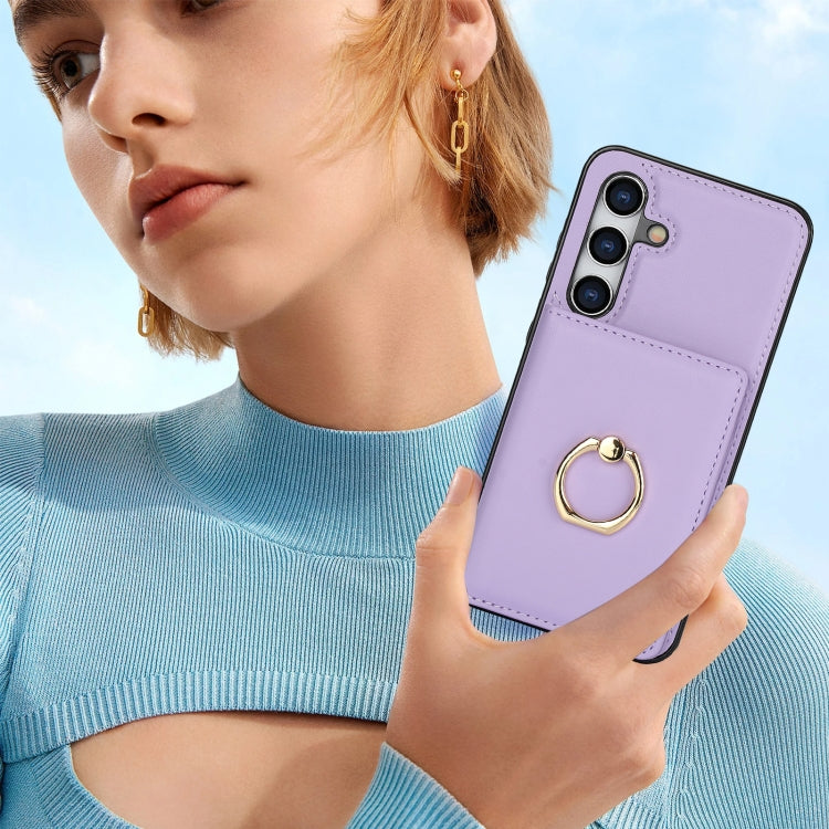 For Samsung Galaxy S24 5G RFID Anti-theft Card Ring Holder Phone Case(Purple) - HoMEdemic™ 