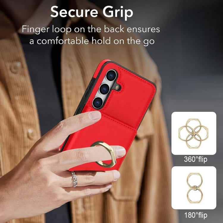 For Samsung Galaxy S24 5G RFID Anti-theft Card Ring Holder Phone Case(Red) - HoMEdemic™ 