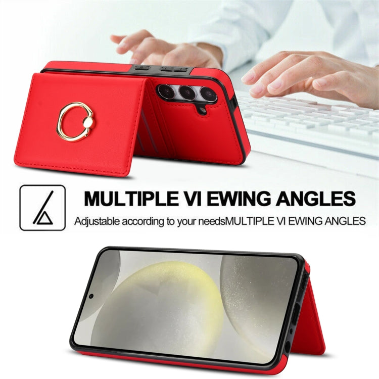 For Samsung Galaxy S24 5G RFID Anti-theft Card Ring Holder Phone Case(Red) - HoMEdemic™ 