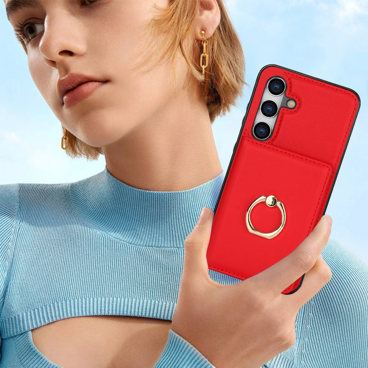 For Samsung Galaxy S24 5G RFID Anti-theft Card Ring Holder Phone Case(Red) - HoMEdemic™ 