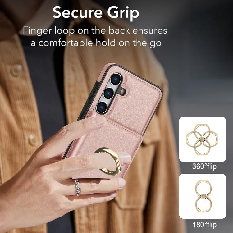 For Samsung Galaxy S24 5G RFID Anti-theft Card Ring Holder Phone Case(Rose Gold) - HoMEdemic™ 