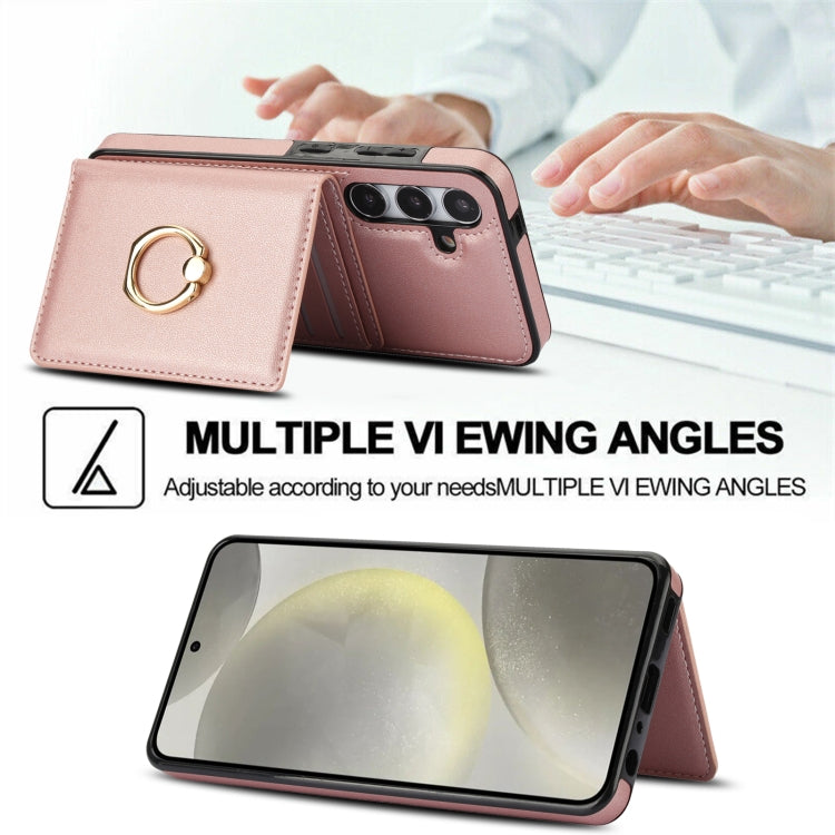 For Samsung Galaxy S24 5G RFID Anti-theft Card Ring Holder Phone Case(Rose Gold) - HoMEdemic™ 