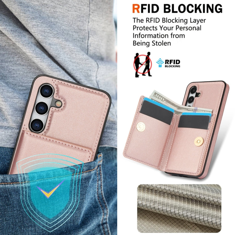 For Samsung Galaxy S24 5G RFID Anti-theft Card Ring Holder Phone Case(Rose Gold) - HoMEdemic™ 