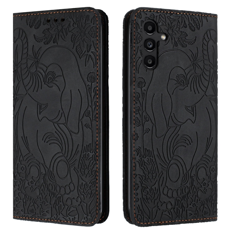 For Samsung Galaxy S24 5G Retro Elephant Embossed Leather Phone Case(Black) - HoMEdemic™ 