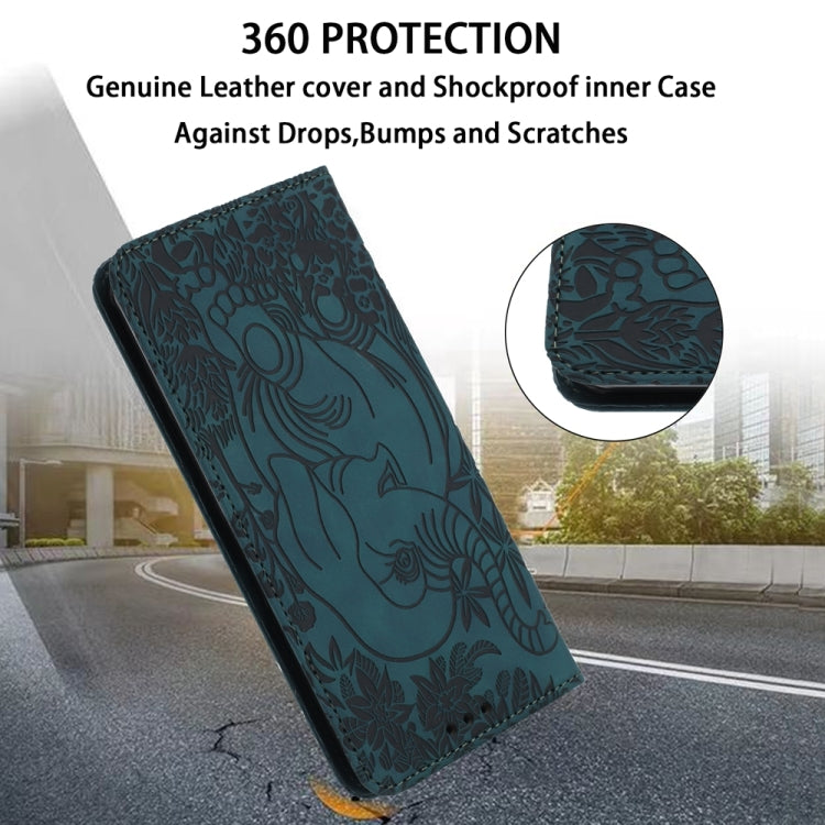 For Samsung Galaxy S24 5G Retro Elephant Embossed Leather Phone Case(Green) - HoMEdemic™ 