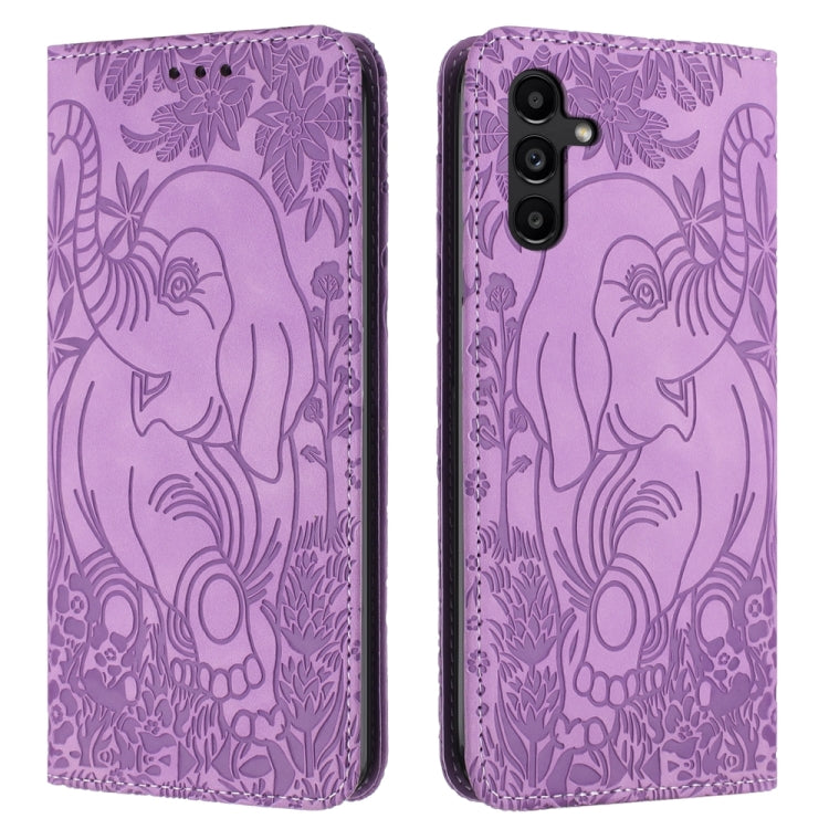 For Samsung Galaxy S24 5G Retro Elephant Embossed Leather Phone Case(Purple) - HoMEdemic™ 