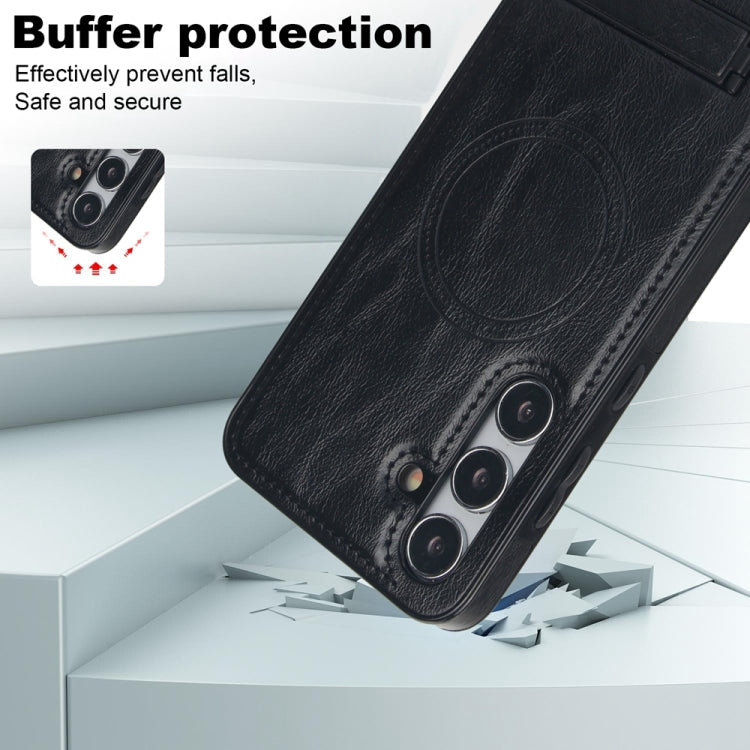 For Samsung Galaxy S24 5G Retro Leather Invisible Stand MagSafe Phone Case(Black) - HoMEdemic™ 