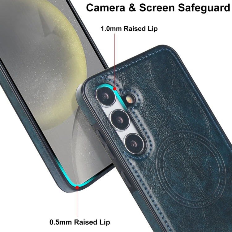 For Samsung Galaxy S24 5G Retro Leather Invisible Stand MagSafe Phone Case(Blue) - HoMEdemic™ 
