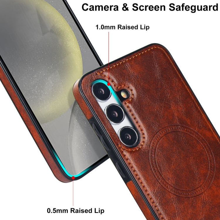 For Samsung Galaxy S24 5G Retro Leather Invisible Stand MagSafe Phone Case(Brown) - HoMEdemic™ 
