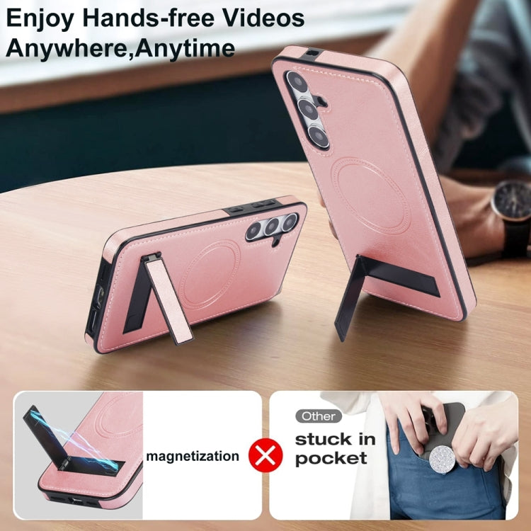 For Samsung Galaxy S24 5G Retro Leather Invisible Stand MagSafe Phone Case(Rose Gold) - HoMEdemic™ 