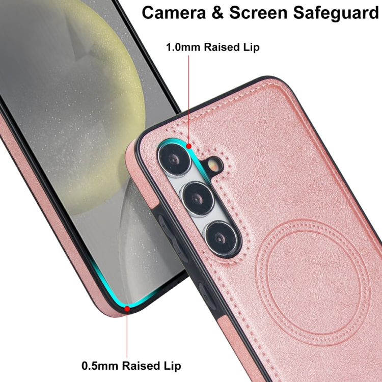 For Samsung Galaxy S24 5G Retro Leather Invisible Stand MagSafe Phone Case(Rose Gold) - HoMEdemic™ 