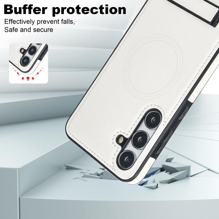 For Samsung Galaxy S24 5G Retro Leather Invisible Stand MagSafe Phone Case(White) - HoMEdemic™ 