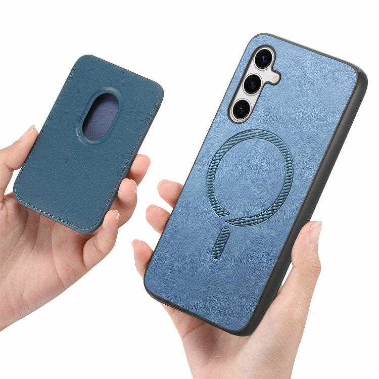 For Samsung Galaxy S24 5G Retro Magsafe Card Bag PU Back Cover Phone Case(Blue) - HoMEdemic™ 