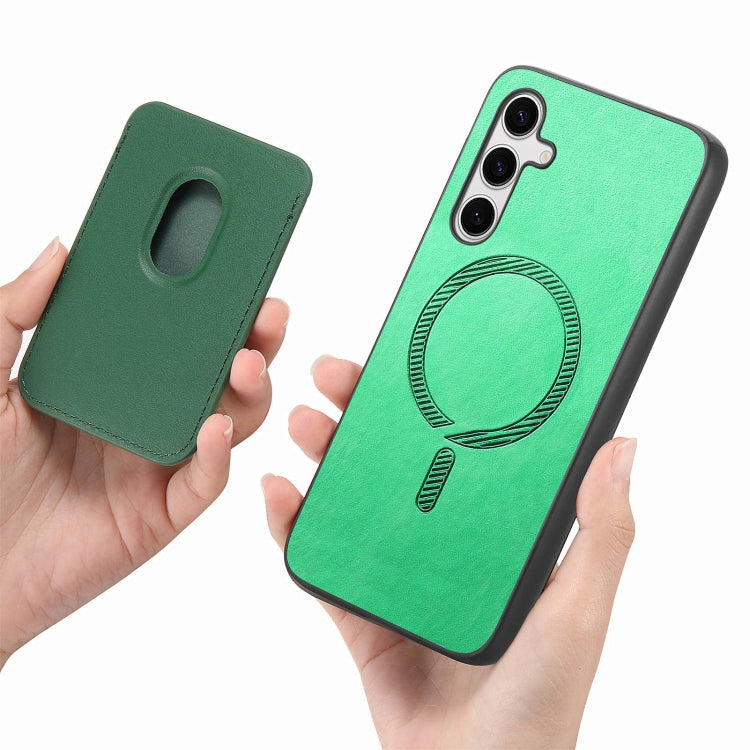 For Samsung Galaxy S24 5G Retro Magsafe Card Bag PU Back Cover Phone Case(Green) - HoMEdemic™ 