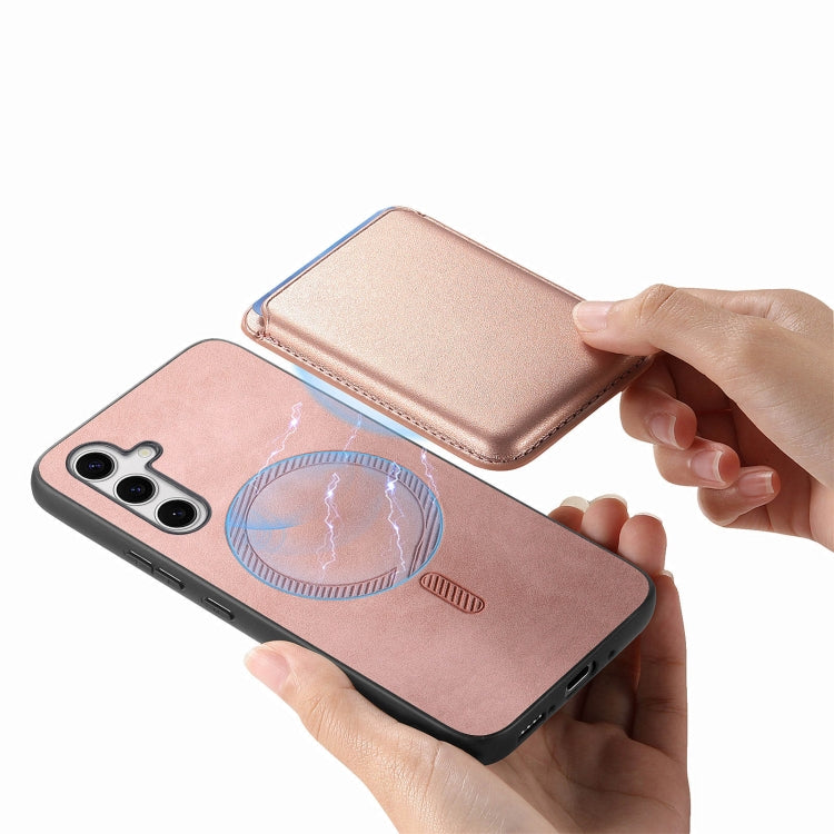 For Samsung Galaxy S24 5G Retro Magsafe Card Bag PU Back Cover Phone Case(Pink) - HoMEdemic™ 