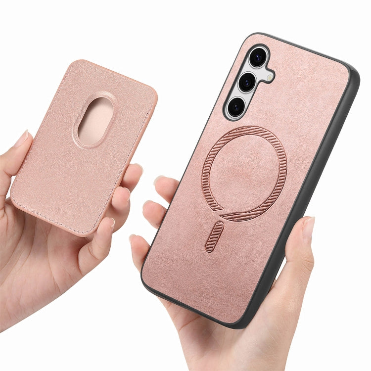 For Samsung Galaxy S24 5G Retro Magsafe Card Bag PU Back Cover Phone Case(Pink) - HoMEdemic™ 
