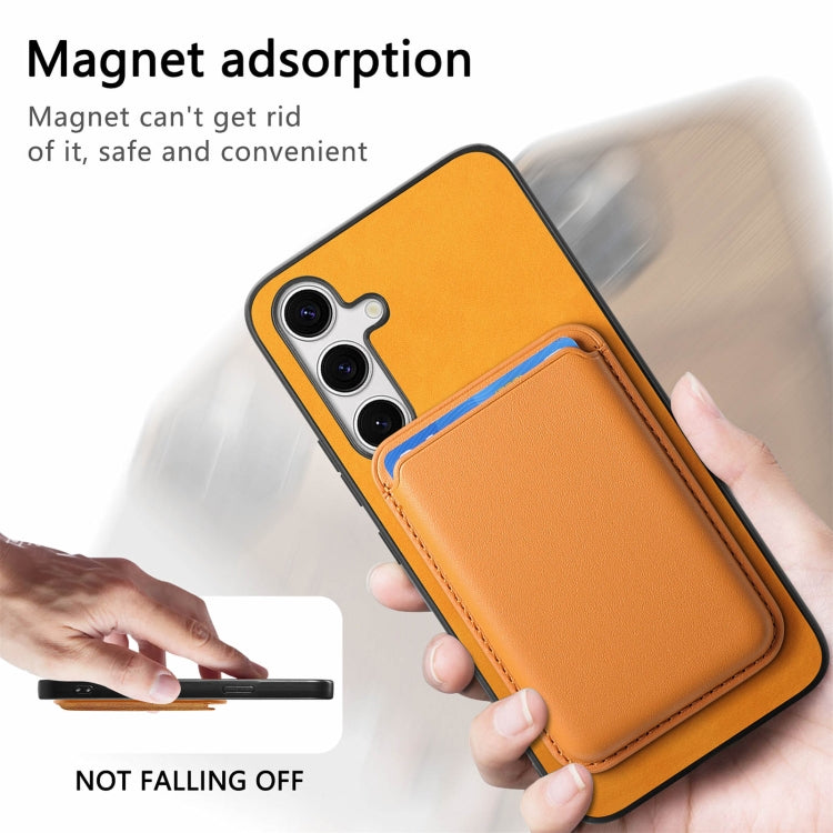For Samsung Galaxy S24 5G Retro Magsafe Card Bag PU Back Cover Phone Case(Yellow) - HoMEdemic™ 