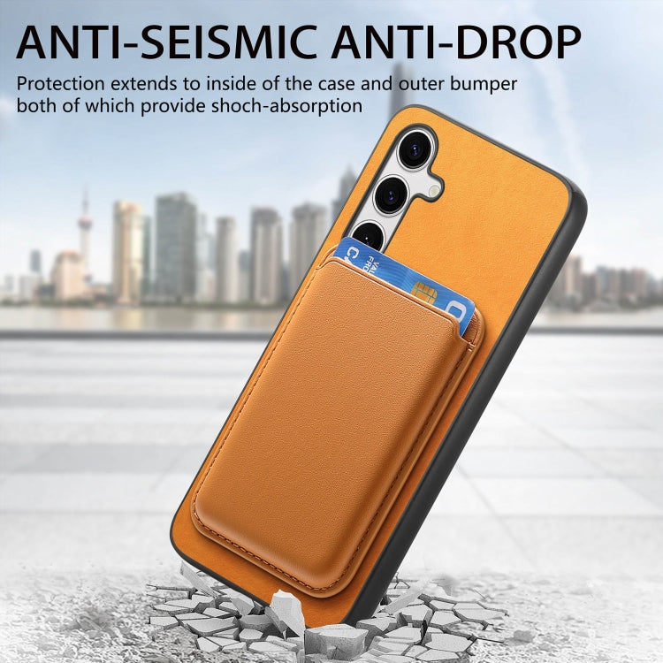 For Samsung Galaxy S24 5G Retro Magsafe Card Bag PU Back Cover Phone Case(Yellow) - HoMEdemic™ 