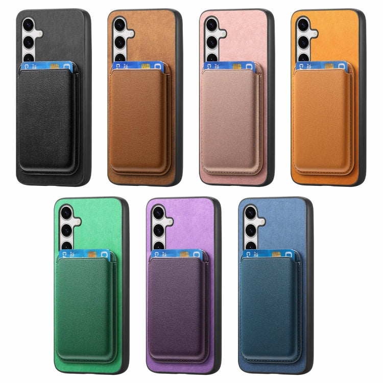 For Samsung Galaxy S24 5G Retro Magsafe Card Bag PU Back Cover Phone Case(Yellow) - HoMEdemic™ 