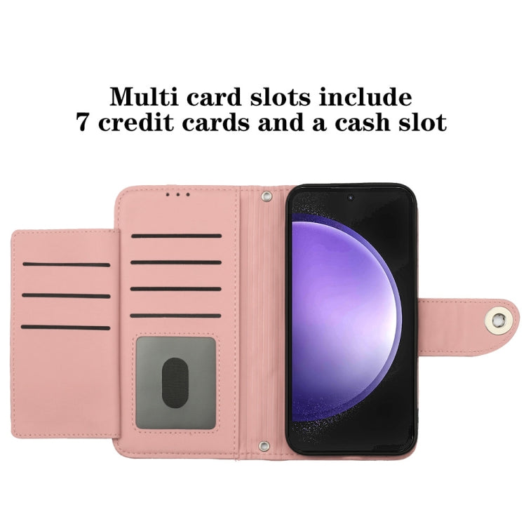For Samsung Galaxy S24 5G Rhombic Texture Flip Leather Phone Case with Lanyard(Coral Pink) - HoMEdemic™ 