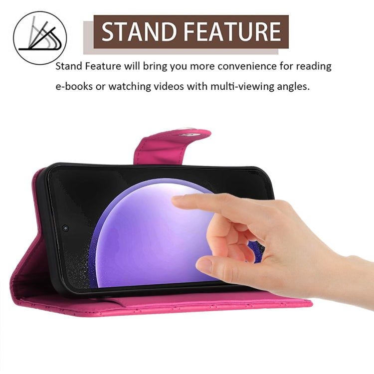 For Samsung Galaxy S24 5G Rhombic Texture Flip Leather Phone Case with Lanyard(Rose Red) - HoMEdemic™ 