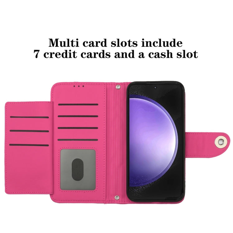 For Samsung Galaxy S24 5G Rhombic Texture Flip Leather Phone Case with Lanyard(Rose Red) - HoMEdemic™ 