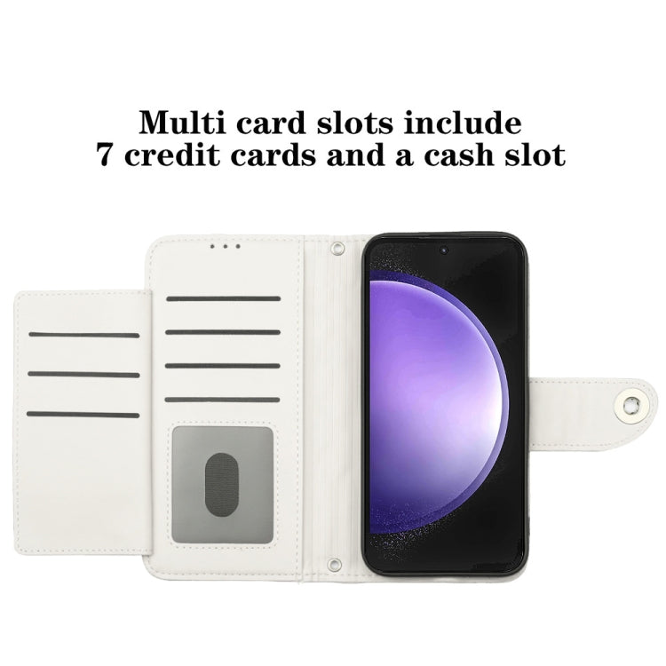 For Samsung Galaxy S24 5G Rhombic Texture Flip Leather Phone Case with Lanyard(White) - HoMEdemic™ 