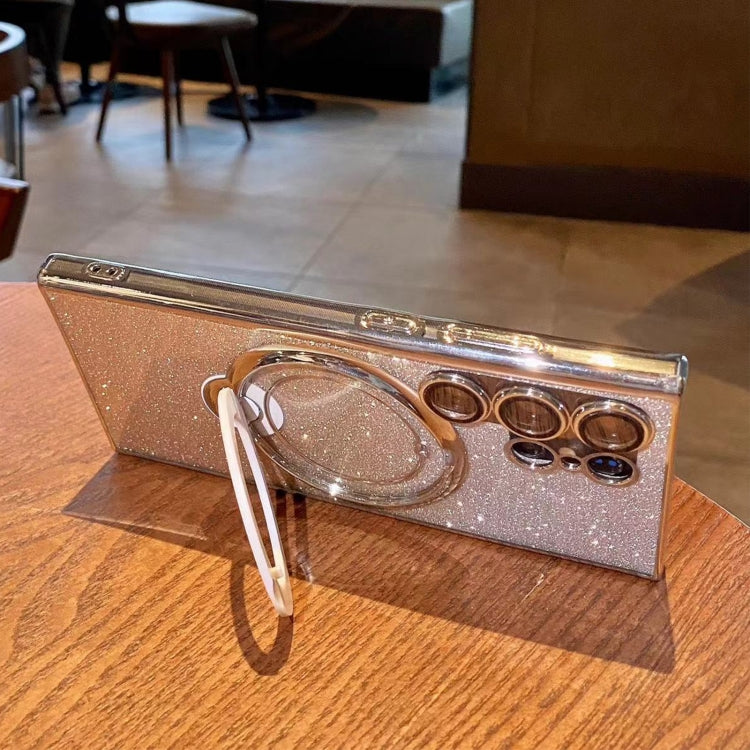 For Samsung Galaxy S24 5G  Rotation MagSafe Holder Gradient Glitter TPU Phone Case(Black) - HoMEdemic™ 