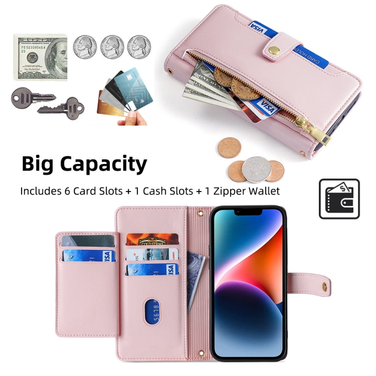 For Samsung Galaxy S24 5G Sheep Texture Cross-body Zipper Wallet Leather Phone Case(Pink) - HoMEdemic™ 