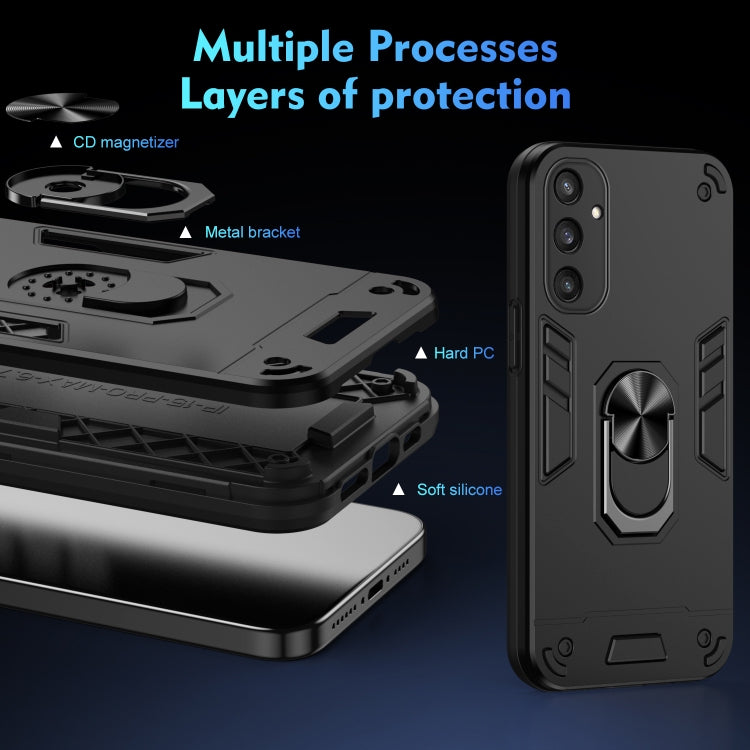 For Samsung Galaxy S24 5G Shockproof Metal Ring Holder Phone Case(Black) - HoMEdemic™ 