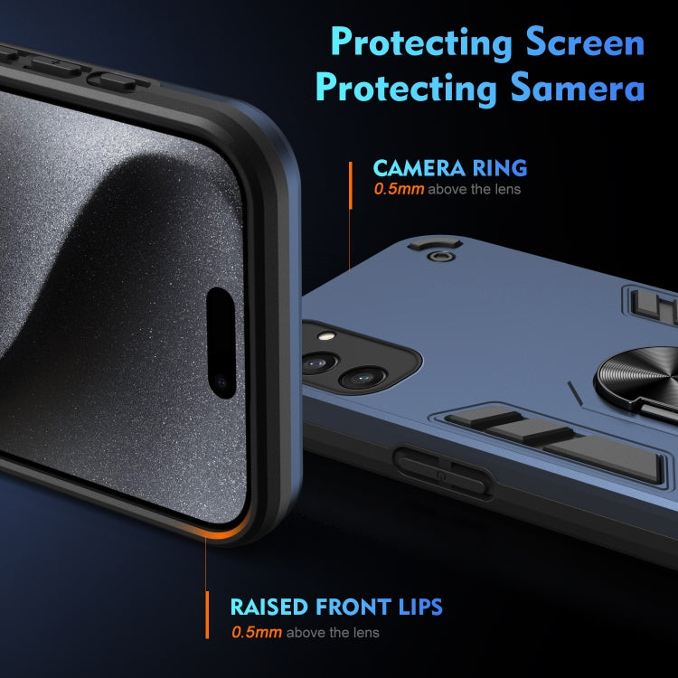 For Samsung Galaxy S24 5G Shockproof Metal Ring Holder Phone Case(Blue) - HoMEdemic™ 