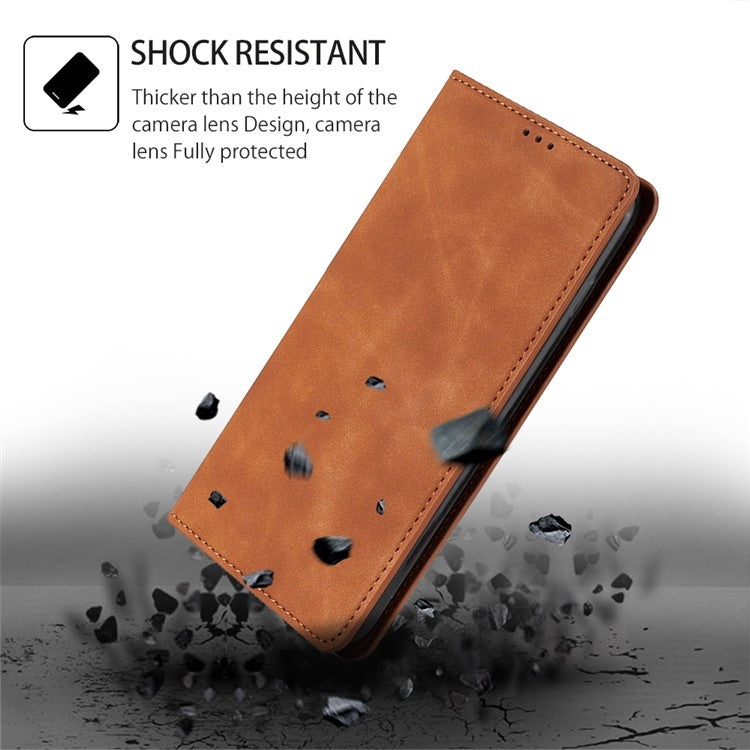For Samsung Galaxy S24 5G Skin Feel Magnetic Leather Phone Case(Light Brown) - HoMEdemic™ 