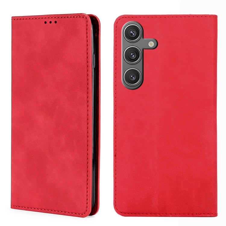 For Samsung Galaxy S24 5G Skin Feel Magnetic Leather Phone Case(Red) - HoMEdemic™ 