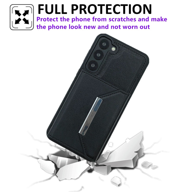 For Samsung Galaxy S24 5G Solid Color Metal Buckle Card Slots Bag Phone Case(Black) - HoMEdemic™ 