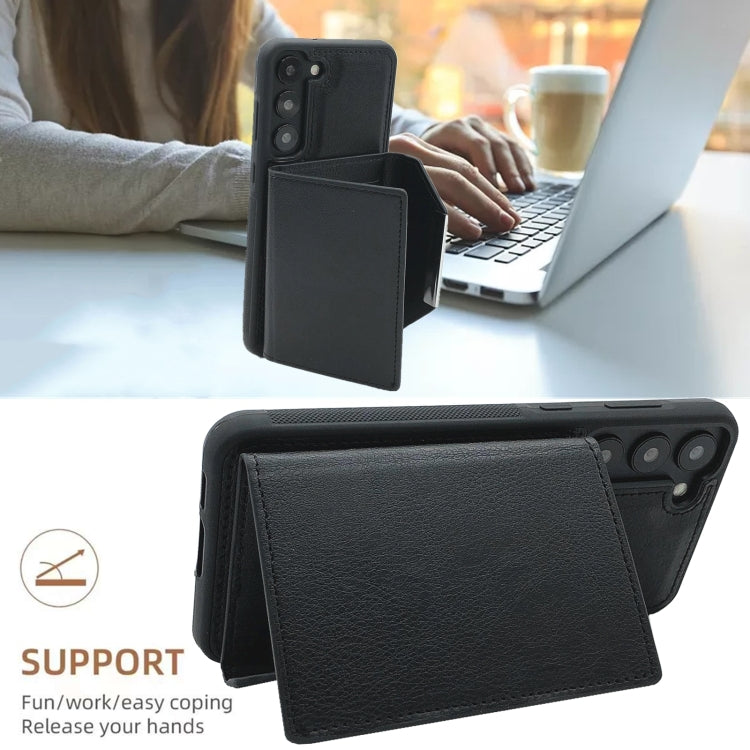 For Samsung Galaxy S24 5G Solid Color Metal Buckle Card Slots Bag Phone Case(Black) - HoMEdemic™ 