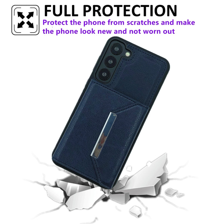 For Samsung Galaxy S24 5G Solid Color Metal Buckle Card Slots Bag Phone Case(Blue) - HoMEdemic™ 