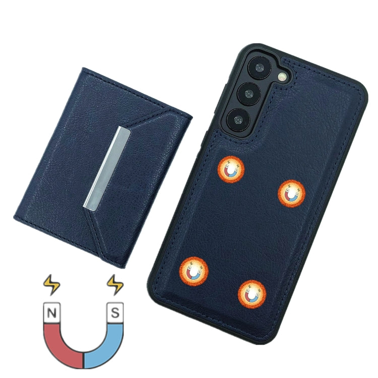 For Samsung Galaxy S24 5G Solid Color Metal Buckle Card Slots Bag Phone Case(Blue) - HoMEdemic™ 