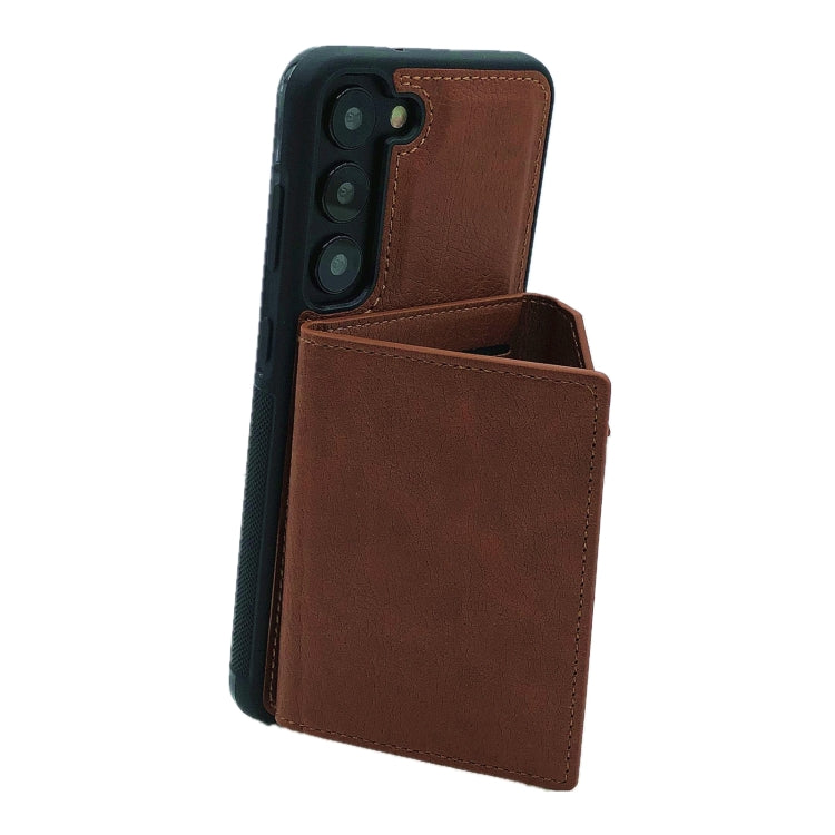 For Samsung Galaxy S24 5G Solid Color Metal Buckle Card Slots Bag Phone Case(Brown) - HoMEdemic™ 
