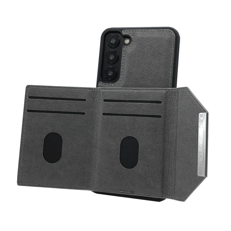 For Samsung Galaxy S24 5G Solid Color Metal Buckle Card Slots Bag Phone Case(Grey) - HoMEdemic™ 